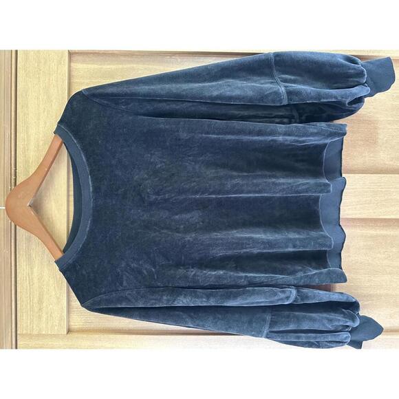 Nation LTD. Kiera Black Velvet Lantern Puff Sleeve Slouchy Crewneck Top sz Small - Picture 11 of 15